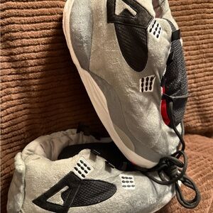 Gray and Black Plush Slippers (Unisex)